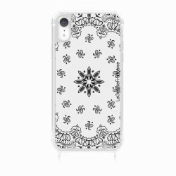 Coque iPhone XR avec anneau glossy transparente Bandana blanc Design La Coque Francaise.