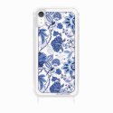 Coque iPhone XR avec anneau glossy transparente Foulard fleurs bleues Design La Coque Francaise.