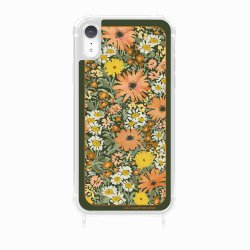 Coque iPhone XR avec anneau glossy transparente Foulard fleurs oranges Design La Coque Francaise.