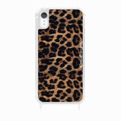 Coque iPhone XR avec anneau glossy transparente Léopard noir et brun Design La Coque Francaise.