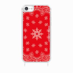 Coque iPhone 7/8/SE 2020/SE 2022 avec anneau glossy transparente Bandana rouge Design La Coque Francaise.