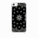 Coque iPhone 7/8/SE 2020/SE 2022 avec anneau glossy transparente Bandana noir Design La Coque Francaise.