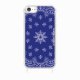 Coque iPhone 7/8/SE 2020/SE 2022 avec anneau glossy transparente Bandana bleu Design La Coque Francaise.