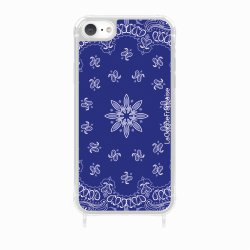 Coque iPhone 7/8/SE 2020/SE 2022 avec anneau glossy transparente Bandana bleu Design La Coque Francaise.