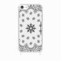 Coque iPhone 7/8/SE 2020/SE 2022 avec anneau glossy transparente Bandana blanc Design La Coque Francaise.