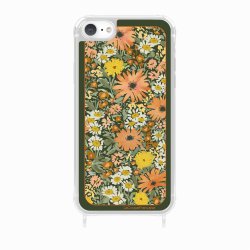 Coque iPhone 7/8/SE 2020/SE 2022 avec anneau glossy transparente Foulard fleurs oranges Design La Coque Francaise.