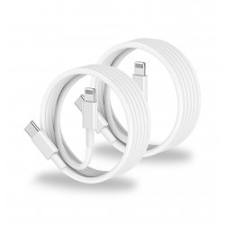 Lot de 2 Câbles blanc 2M USB C/Lightning (MFi) pour iPhone 