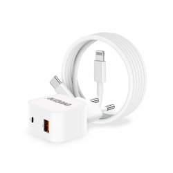 Chargeur blanc pour iPhone Ultra-rapide 25W USB-C + Câble 2M USB C/Lightning (MFi) 