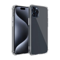 Coque iPhone 15 Pro Max Antichoc bords renforcés en Silicone Transparente