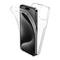 Coque iPhone 15 Pro Max 360° intégrale Protection avant et arrière silicone transparente