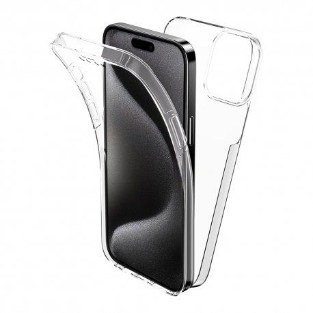 Coque iPhone 15 Pro Max 360° intégrale Protection avant et arrière silicone  transparente - Coquediscount