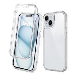 Coque iPhone 15 Plus 360° intégrale Protection avant et arrière silicone transparente