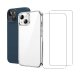 Lot de 2 Coques iPhone 14 Transparente et Bleue Antichoc Silicone + 2 Vitres en verre trempé Protection écran