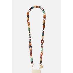 Chaîne bijoux Ambre avec mousquetons dorés de 120 cm en résine ultra résistante coloris multicolor