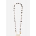 Chaîne bijoux Elise avec mousquetons dorés de 120 cm en métal et résine ultra résistante écaille blanc