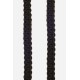 Lanière Sangle James 120 cm noir en cordon tressé avec mousquetons dorés 