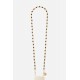 Chaîne bijou Chloé 120 cm perles en bois beige et marron avec mousquetons dorés