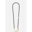 Chaîne bijou Carla 120 cm perles calcédoines noires avec mousquetons dorés