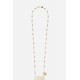 Chaîne bijou Joy 120 cm perles naturels de boulier blanches et dorés avec mousquetons dorés