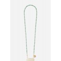 Chaîne bijou Evy 120 cm perles naturels en verres bleu et turquoises, avec mousquetons dorés