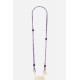 Chaîne bijou Della Bandana violet avec perles en bois violettes et mousquetons dorés