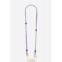 Chaîne bijou Della Bandana violet avec perles en bois violettes et mousquetons dorés