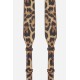 Lanière Sangle Nora 120 cm, cuir vegan leopard et mousquetons dorés