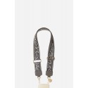 Lanière sangle réglable Haby 120 cm motif bandana gris avec mousquetons dorés