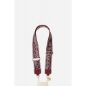 Lanière sangle réglable Haby 120 cm motif bandana bordeaux avec mousquetons dorés