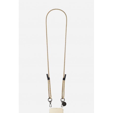 Lani&egrave;re cordon Liam en coton tress&eacute;e avec mousquetons noir metallis&eacute;, coloris multi colors