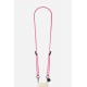 Lanière cordon Nae en coton tressée avec mousquetons noir metallisé, coloris fushia