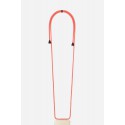 Lanière cordon Nina en coton tressée avec embout en métal noir mat, coloris corail