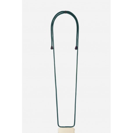 Lani&egrave;re cordon Nina en coton tress&eacute;e avec embout en m&eacute;tal noir mat, coloris vert fonc&eacute;