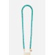 Chaîne bijoux Emmy avec mousquetons dorés de 120 cm en résine ultra résistante coloris turquoise
