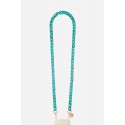 Chaîne bijoux Emmy avec mousquetons dorés de 120 cm en résine ultra résistante coloris turquoise