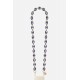 Chaîne bijoux Camille avec mousquetons dorés de 120 cm en résine grain de café ultra résistante coloris bleu