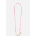 Lanière Sangle James 120 cm rose en cordon tressé avec mousquetons dorés 