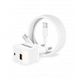 Chargeur blanc  Ultra-rapide 25W USB-C + Câble 2M USB C/ USB-C