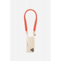 Lanière Sangle Robby 60 cm orange en cordon tressé avec mousquetons dorés 
