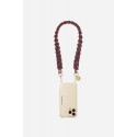 Lanière Sangle Robby 60 cm beige et vert en cordon tressé avec mousquetons dorés 