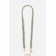 Lanière Sangle James 120 cm beige et vert en cordon tressé avec mousquetons dorés 