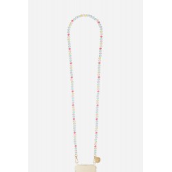 Chaîne bijoux Elona avec mousquetons dorés de 120 cm perles pastels