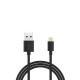 Câble droit USB / Apple Lightning MFI charge + sync 1 metre noir