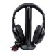 Casque Hifi stéréo 5 en 1, sans fil, avec Radio FM,Microphone HD avec emetteur et support Noir