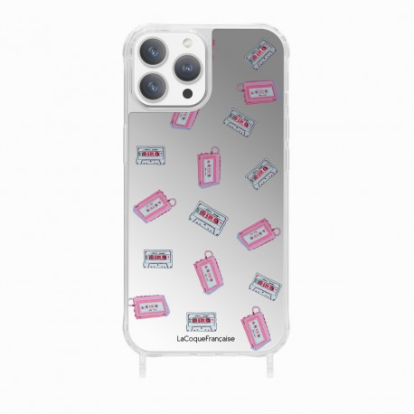 Coque iPhone 15 Pro Max avec anneau miroir Walkman et cassette Design La Coque Francaise.