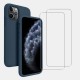 Coque iPhone 11 Pro Max Silicone liquide Bleu Marine + 2 Vitres en Verre trempé Protection écran Antichocs