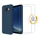 Coque Samsung Galaxy S8 Silicone liquide Bleu Marine + 2 Vitres en Verre trempé Protection écran Antichocs