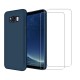 Coque Samsung Galaxy S8 Silicone liquide Bleu Marine + 2 Vitres en Verre trempé Protection écran Antichocs