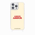 Coque iPhone 14 Pro avec anneau glossy transparente Amour amour Design La Coque Francaise.