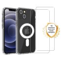 Coque iPhone 13 Mini Transparente Compatible Magsafe + 2 Vitres Protection Ecran